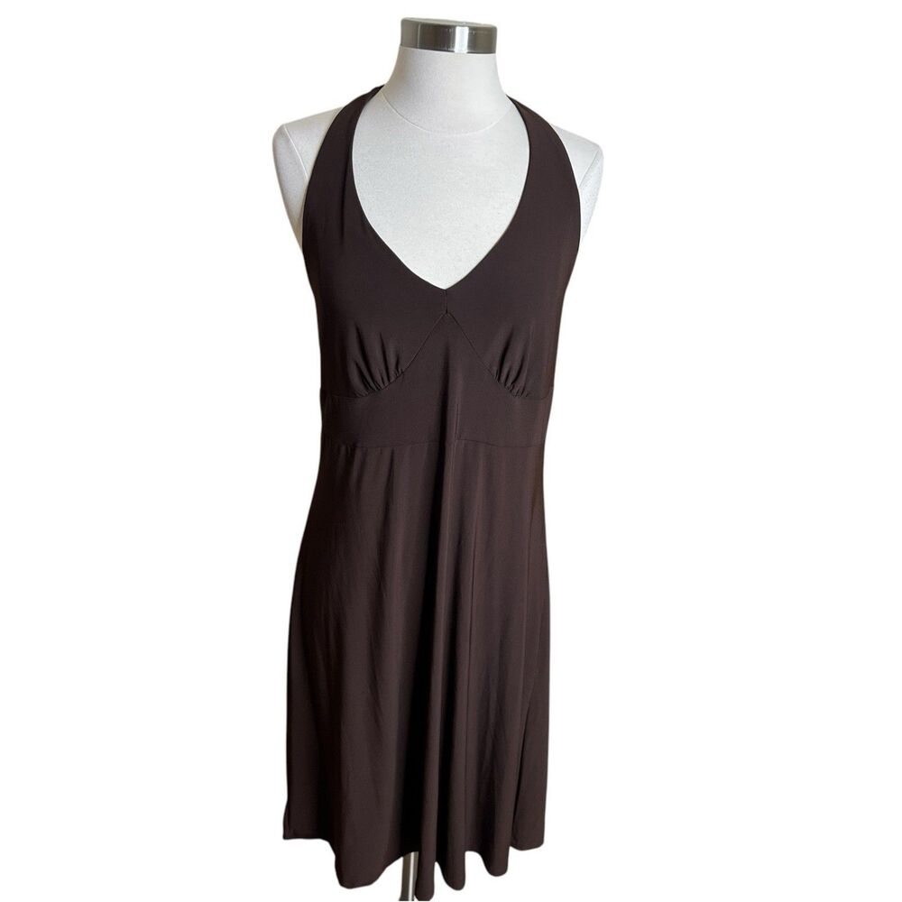 Vintage Perseption Halter Dress Womens Medium Brown Y2k USA Whimsical